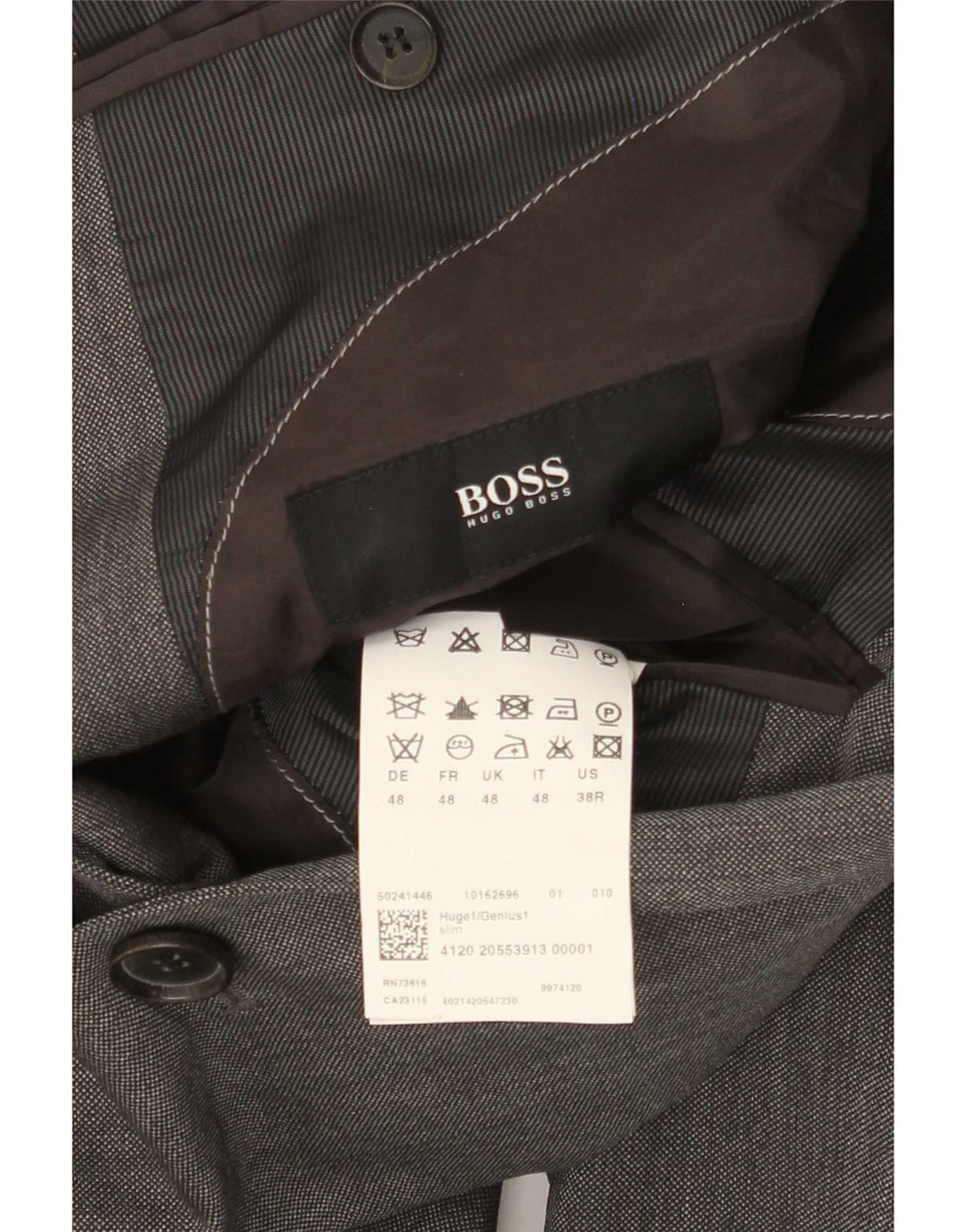 Hugo Boss Herren-Blazer mit 2 Knöpfen, EU 48, mittelgraue Schurwolle