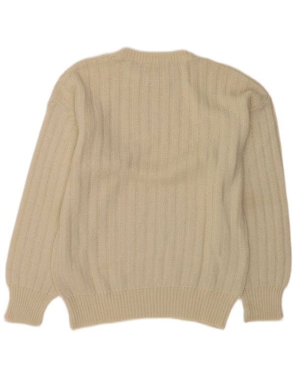 Vintage Damen Pullover mit U-Boot-Ausschnitt, Gr. 14, Groß, Beige