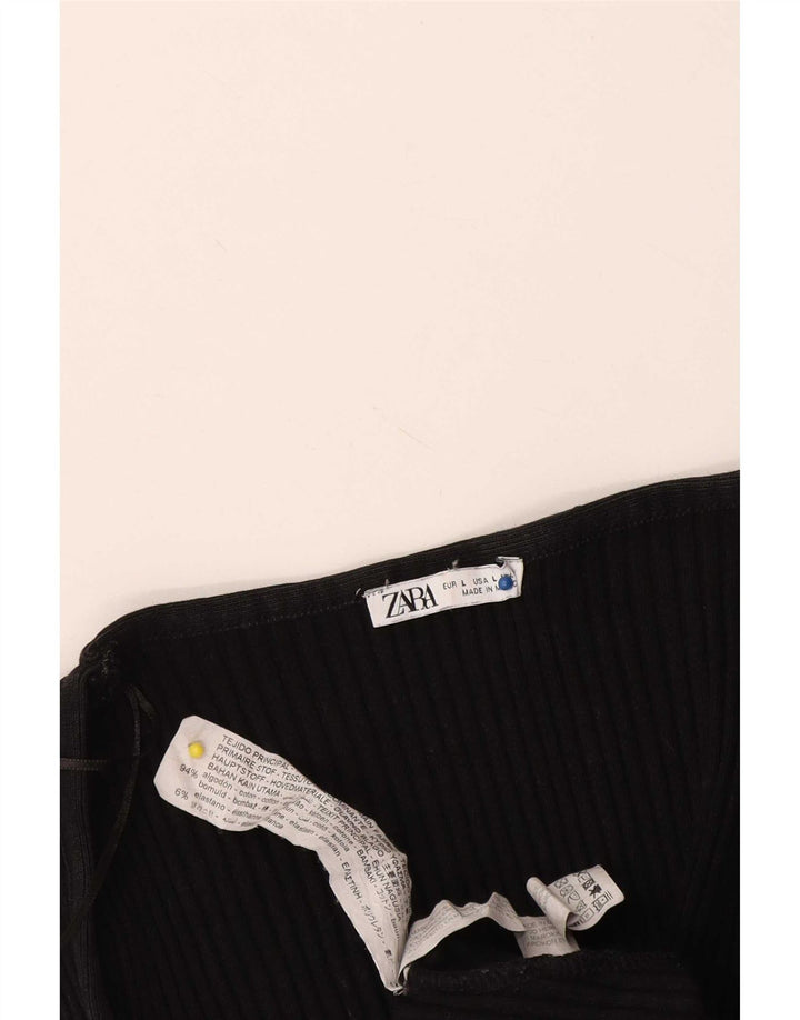 Kurzärmliger Damen-Body von Zara, UK-Größe 46, Größe L, Schwarz, Baumwolle