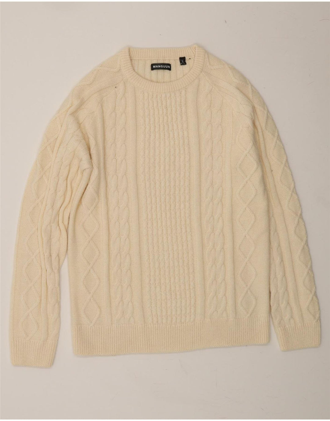 MAGNUM Mens Crew Neck Jumper Sweater Large Off White Acrylic Vintage Magnum and Second-Hand Magnum from Messina Hembry 