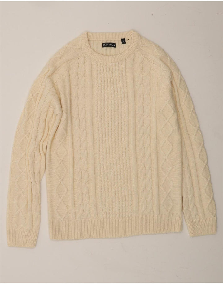 MAGNUM Mens Crew Neck Jumper Sweater Large Off White Acrylic Vintage Magnum and Second-Hand Magnum from Messina Hembry 