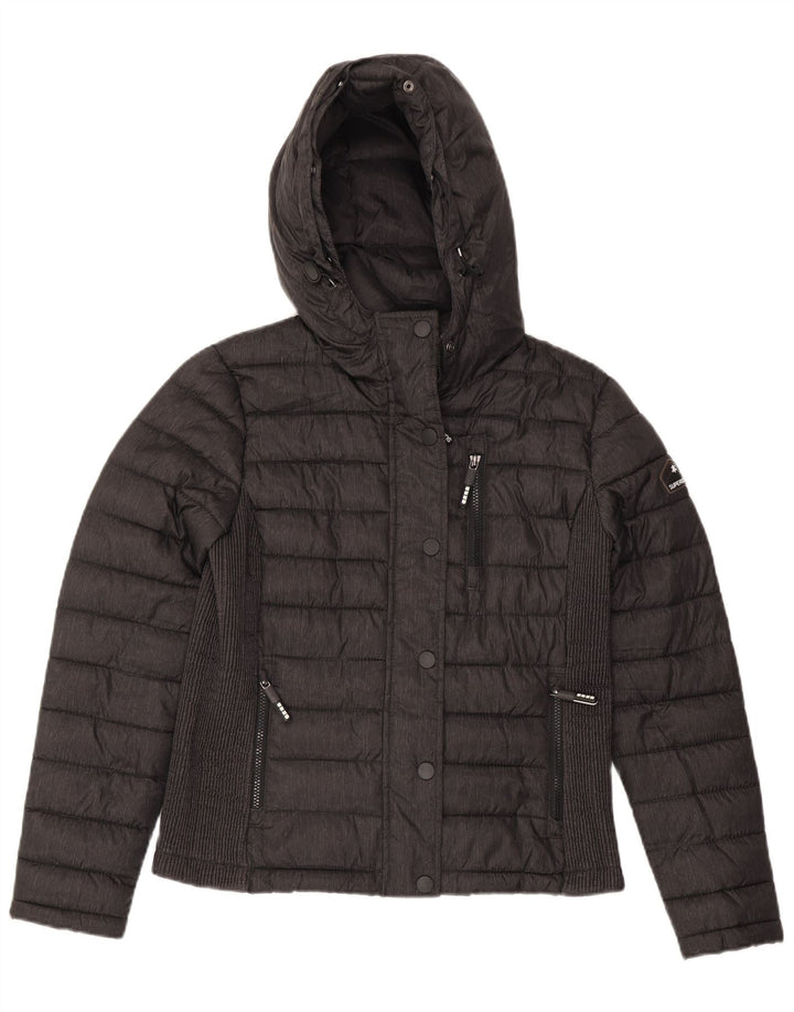 Superdry Wattierte Jacke mit Kapuze für Mädchen, 15–16 Jahre, Größe L, Grau, Polyester