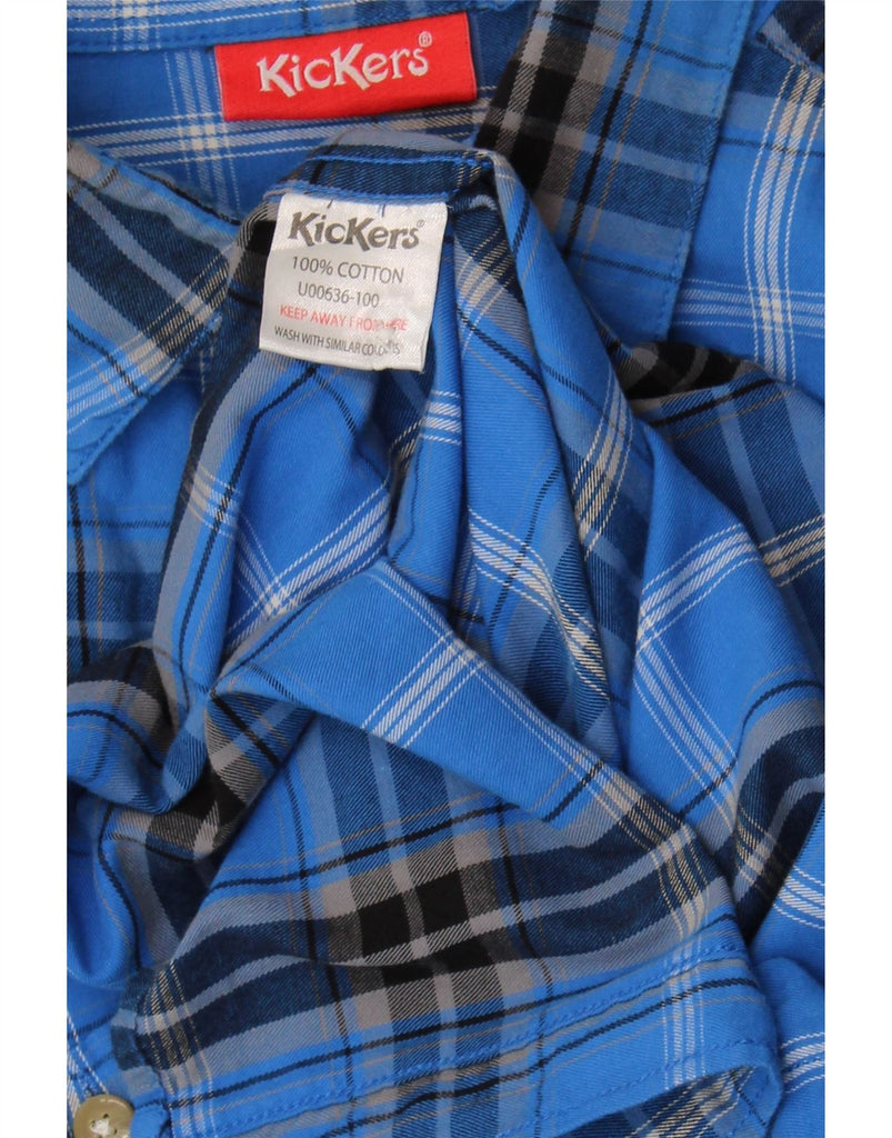 KICKERS Mens Flannel Shirt Medium Blue Check Cotton Vintage Kickers and Second-Hand Kickers from Messina Hembry 