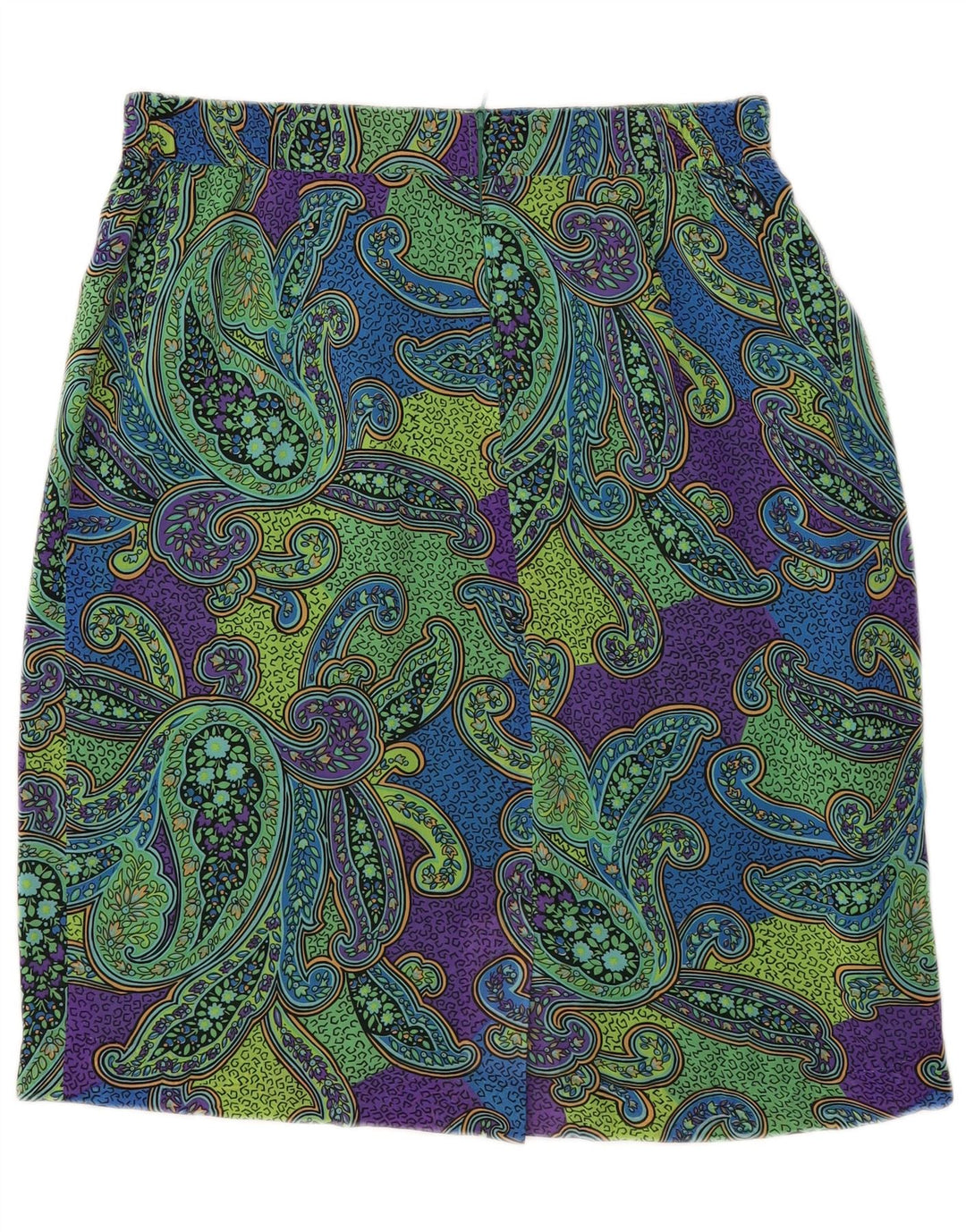 Vintage Damen Bleistiftrock IT 44 Medium W34 Grün Paisley Polyester
