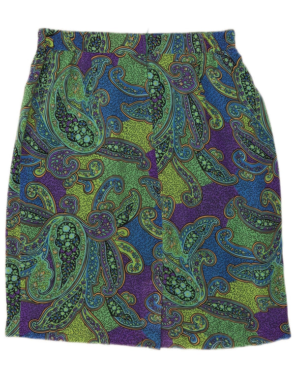Vintage Damen Bleistiftrock IT 44 Medium W34 Grün Paisley Polyester
