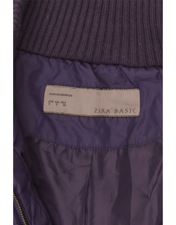 Zara Damen Wattierte Jacke UK 10 Small Lila