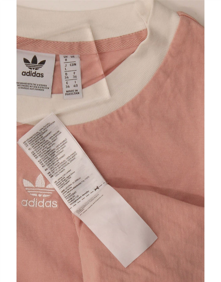 Adidas Damen Übergroßes T-Shirt Top UK 8 Small Rosa Baumwolle