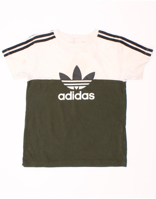 Adidas Jungen T-Shirt mit Grafik, 3–4 Jahre, Khaki, Colourblock-Baumwolle