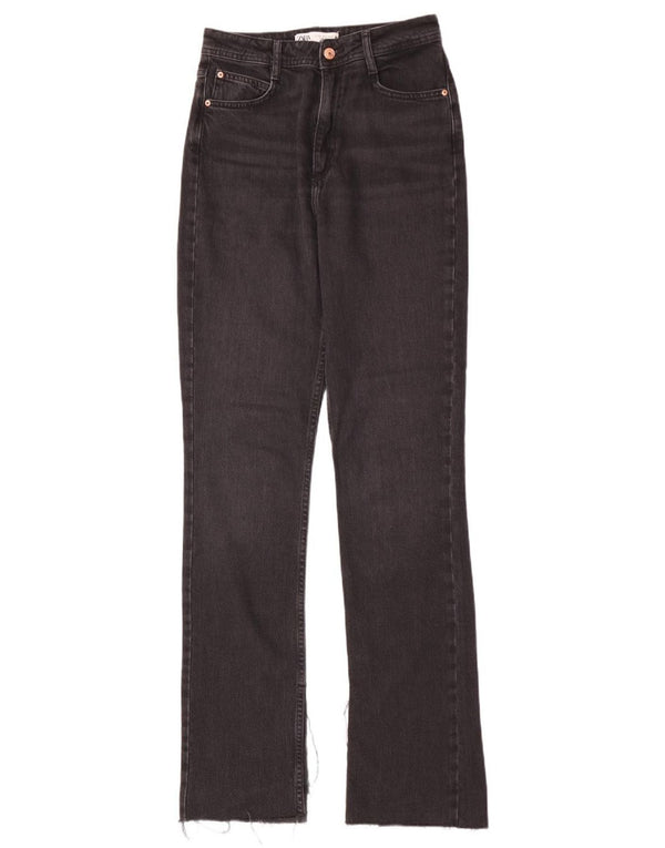 Zara Damen Bootcut-Jeans mit hoher Taille, EU 38, Größe S, W28, L34, schwarze Baumwolle