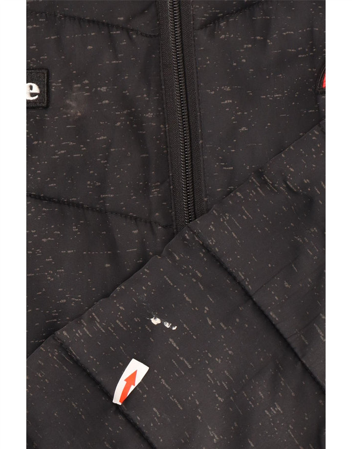 Ellesse Herren-Jacke mit Kapuze, gepolstert, UK 38, Mittelschwarz geflecktes Polyester