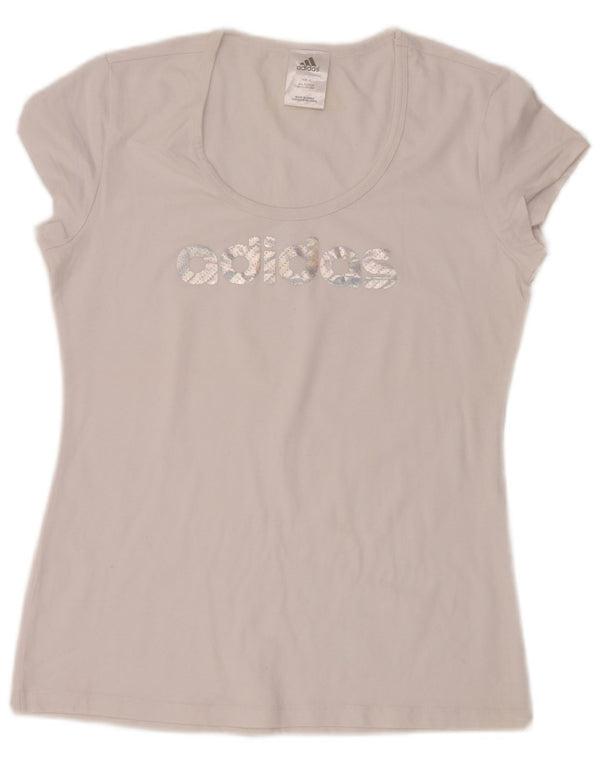Adidas Damen Graphic T-Shirt Top UK 18 XL Weiße Baumwolle