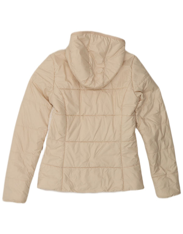 Adidas Damen-Jacke mit Kapuze, gepolstert, UK 10, Größe S, beige, Colourblock-Polyester