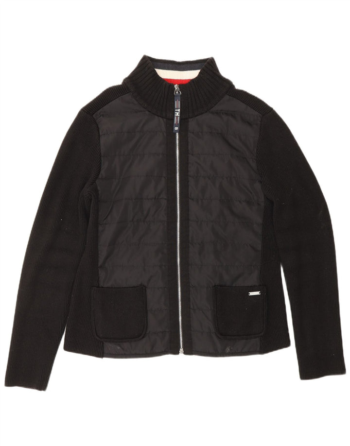 TOMMY HILFIGER Damen Strickjacke Pullover UK 10 Small Schwarz Polyester