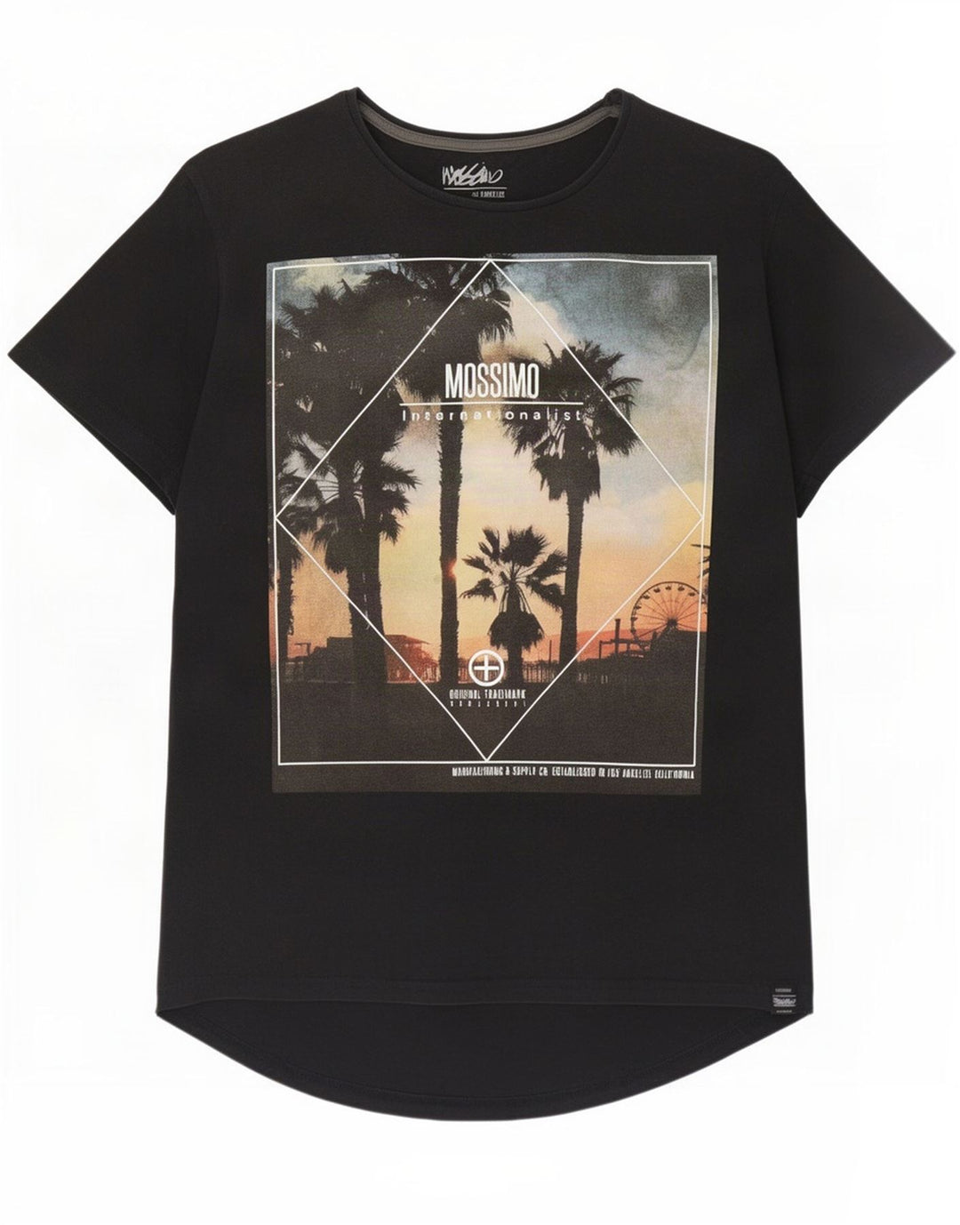 Mossimo Herren Los Angeles Grafik-T-Shirt-Oberteil aus mittelschwarzer Baumwolle