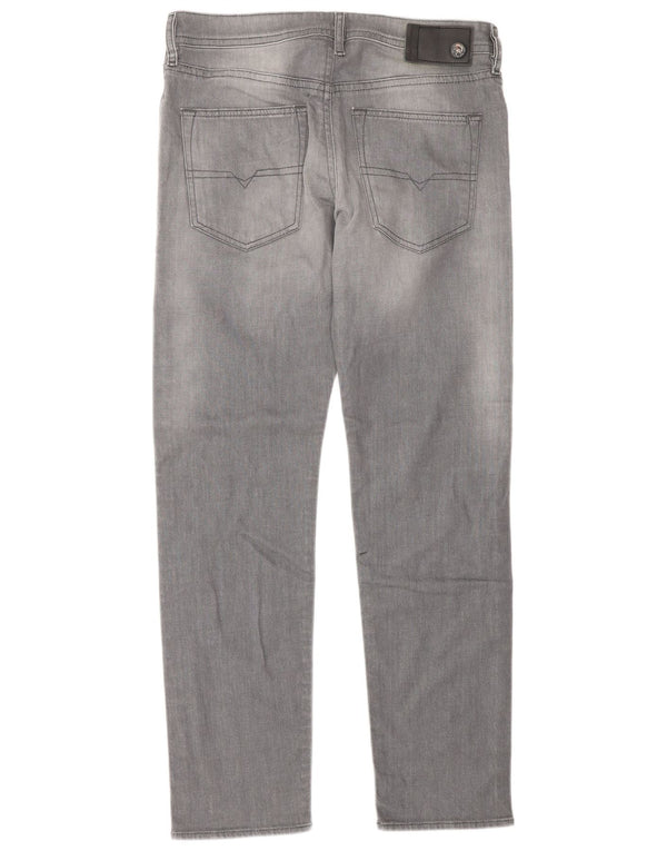 Diesel Herren Straight Jeans W30 L30 Graue Baumwolle