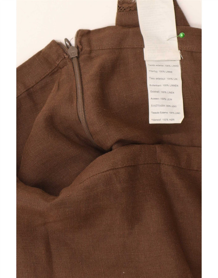 Massimo Dutti Damen Stufenrock W30 Mittelbraunes Leinen