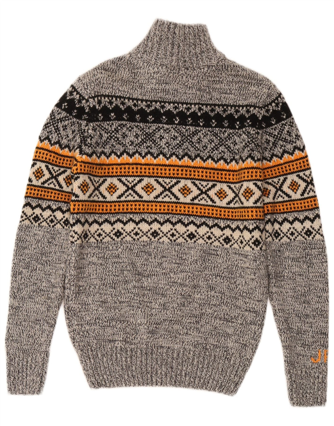 Superdry Herren-Pullover mit Reißverschluss am Hals, Small, Grau, Fair-Isle-Acryl