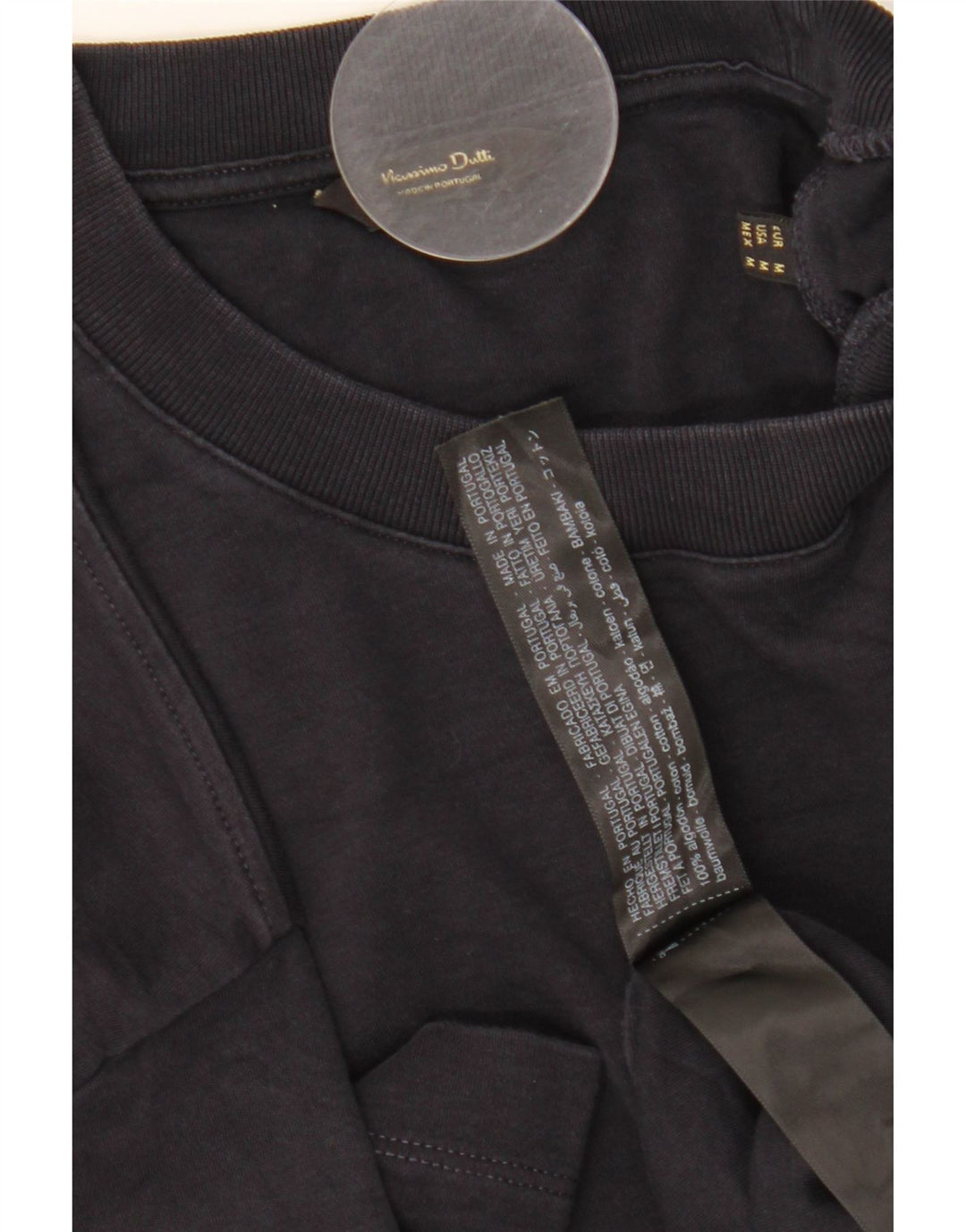 Massimo Dutti Herren T-Shirt Top Medium Schwarz Baumwolle