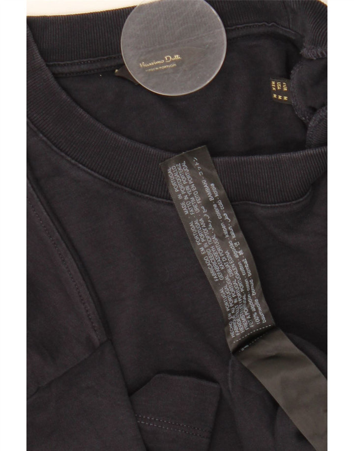 Massimo Dutti Herren T-Shirt Top Medium Schwarz Baumwolle