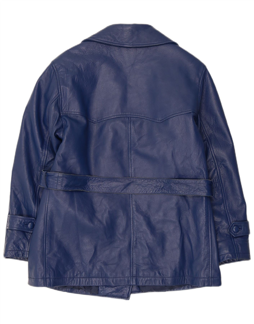 Vintage Damen Zweireihige Lederjacke UK 12 Medium Navy Blue