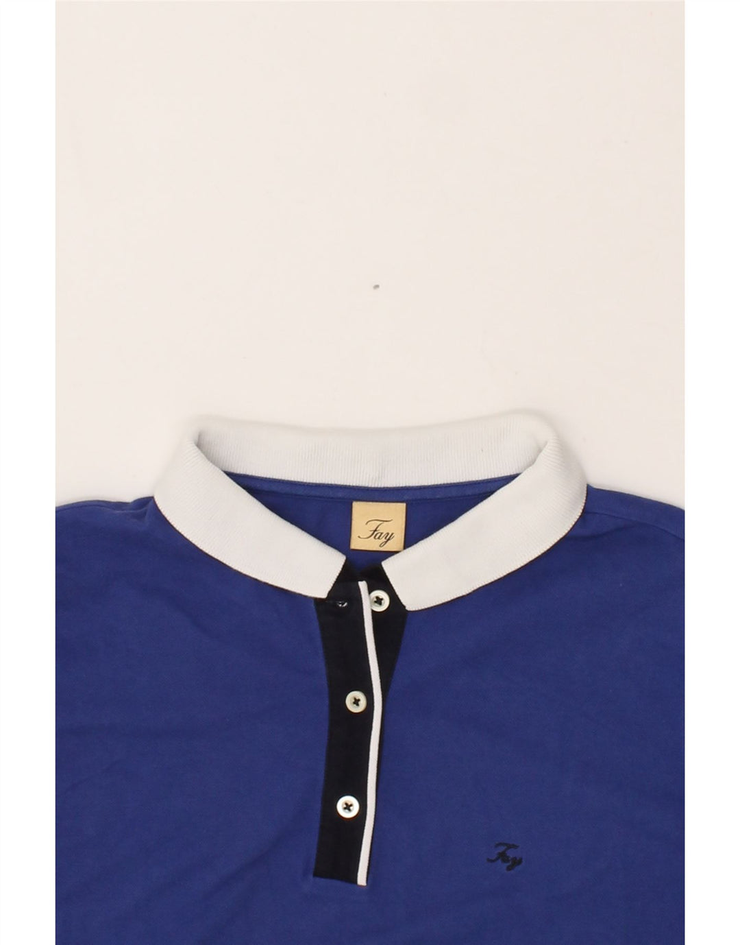 FAY Womens Polo Shirt UK 14 Medium Blue Cotton Vintage Fay and Second-Hand Fay from Messina Hembry 