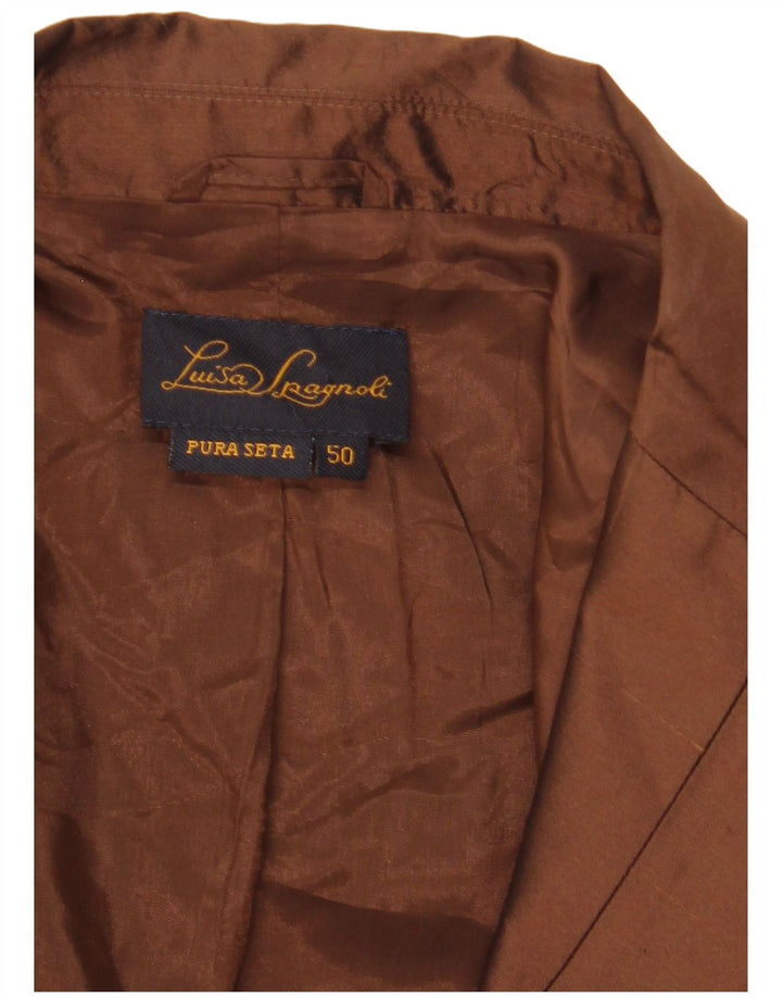 LUISA SPAGNOLI Damen-Blazerjacke mit 1 Knopf und 3/4-Ärmeln, IT 50, Größe L, Braun