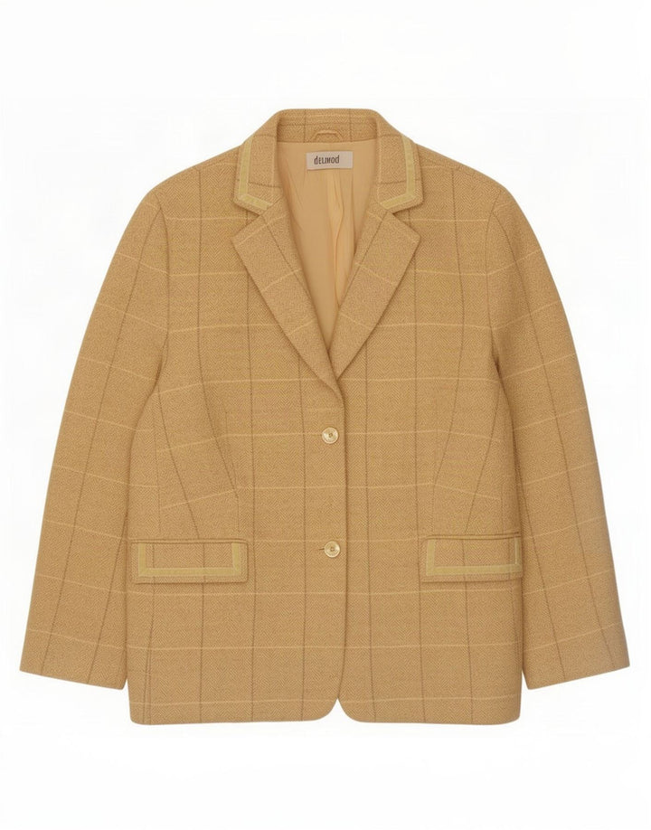Delmod Damen-Blazer mit 2 Knöpfen, Gr. 16, groß, gelb kariert