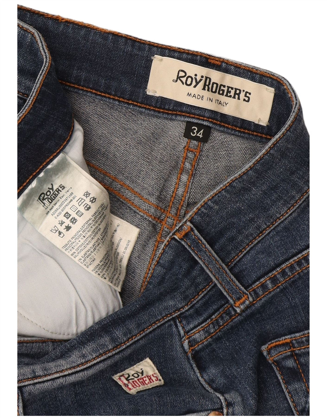 Roy Rogers Herren Distressed Slim Jeans W34 L29 Blaue Baumwolle