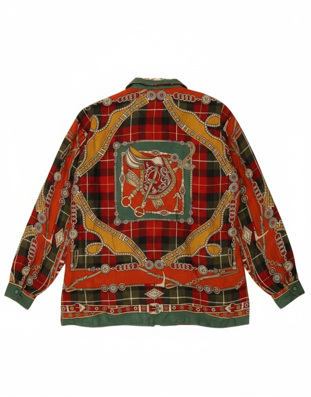 Vintage Damen Hemdbluse mit abstraktem Muster UK 14 Groß Mehrfarbig