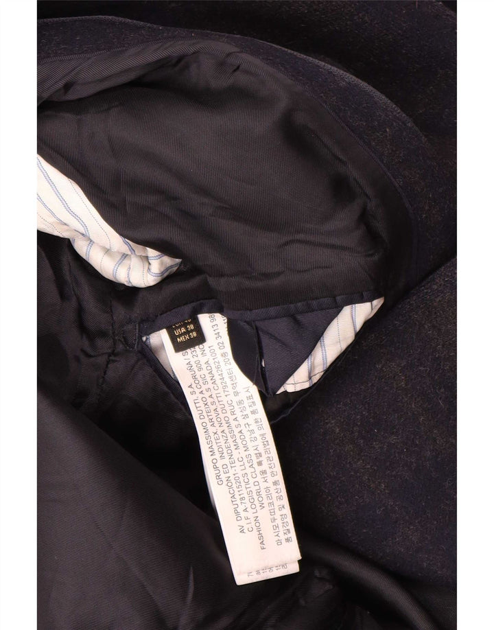 Massimo Dutti Herrenmantel EU 48 Mittelmarineblau karierte Wolle