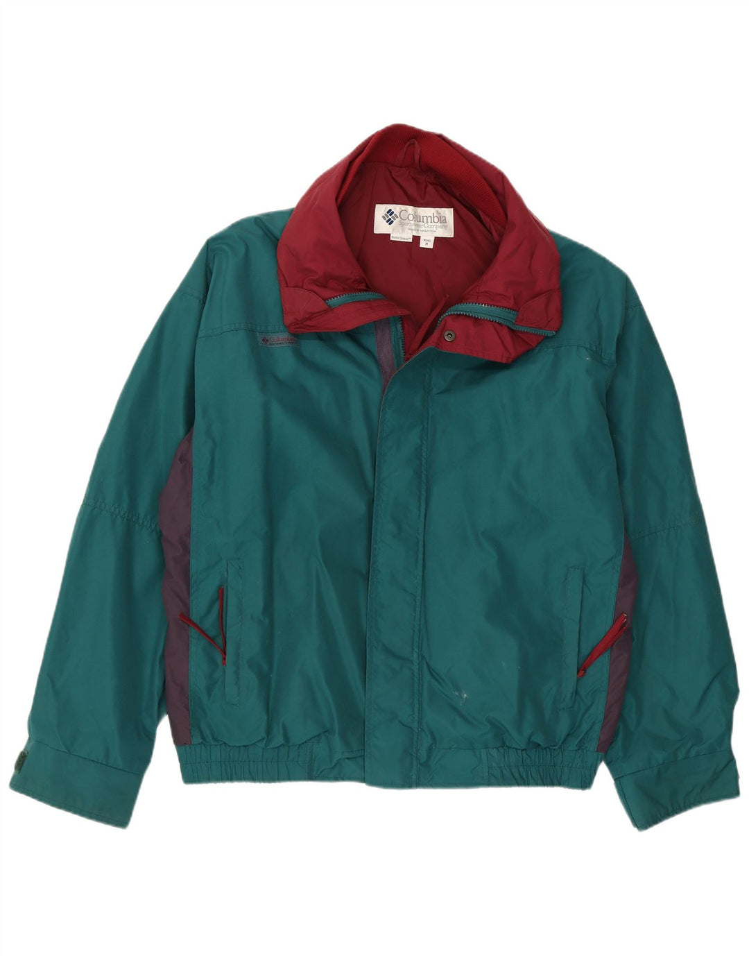 Columbia Herren-Windbreaker-Jacke, UK 38, mittelgrünes Colourblock-Nylon