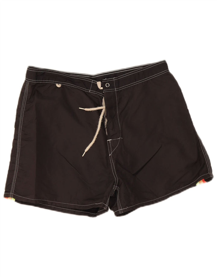 Sundek Herren-Badeshorts aus mittelschwarz gestreiftem Nylon