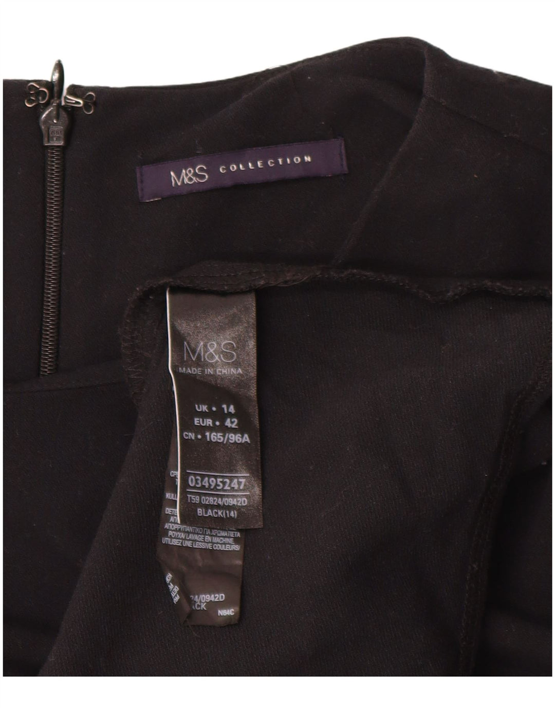 Marks & Spencer Damen-Langarmkleid in A-Linie, Gr. 44, Schwarz, Polyester
