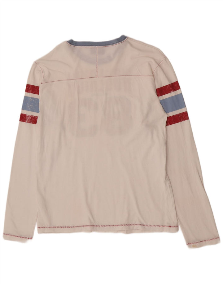 Woolrich Herren-Grafik-Oberteil, langärmelig, groß, aus weißer Baumwolle