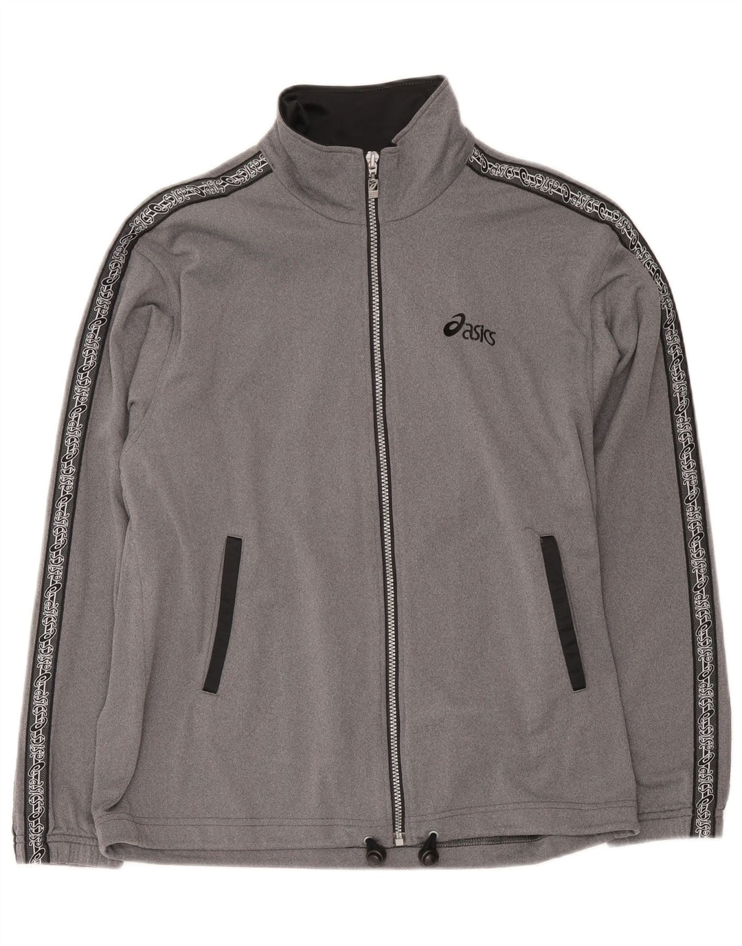 Asics Herren-Trainingsanzug mit grafischem Oberteil, Größe S, Grau