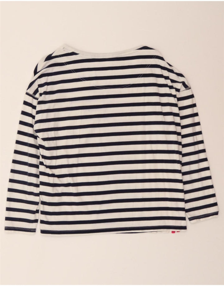JOULES Womens Top 3/4 Sleeve UK 14 Medium White Striped Cotton Vintage Joules and Second-Hand Joules from Messina Hembry 