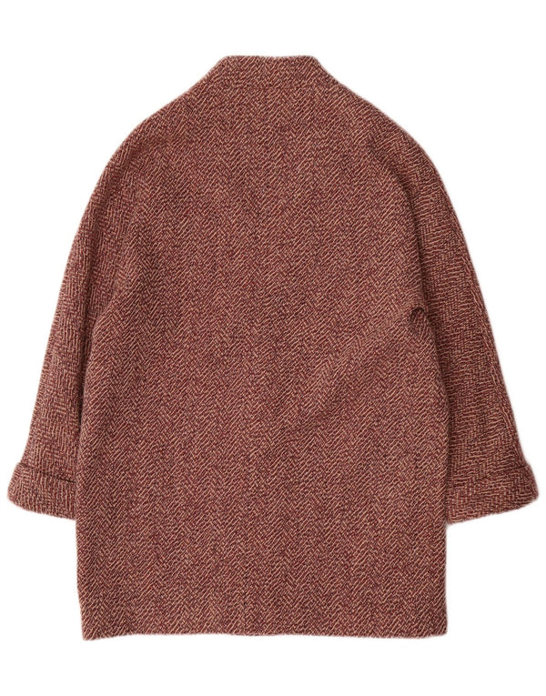 Massimo Dutti Damenmantel UK 14 Mittelrote Viskose mit Fischgrätenmuster