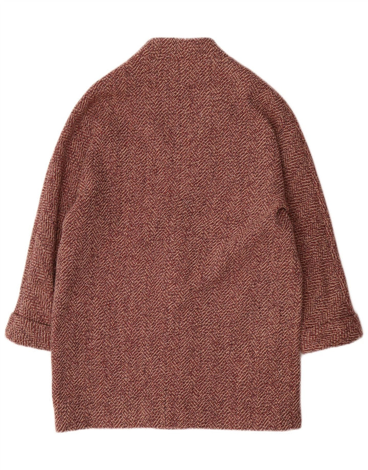 Massimo Dutti Damenmantel UK 14 Mittelrote Viskose mit Fischgrätenmuster