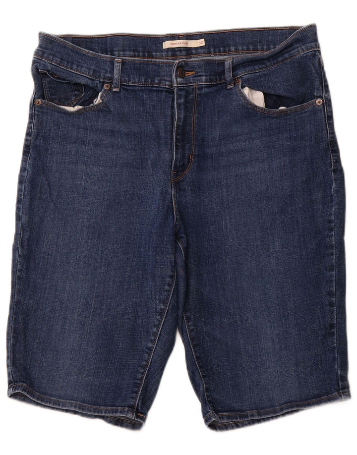 LEVI'S Damen-Bermuda-Jeansshorts, Größe W32, groß, aus blauer Baumwolle