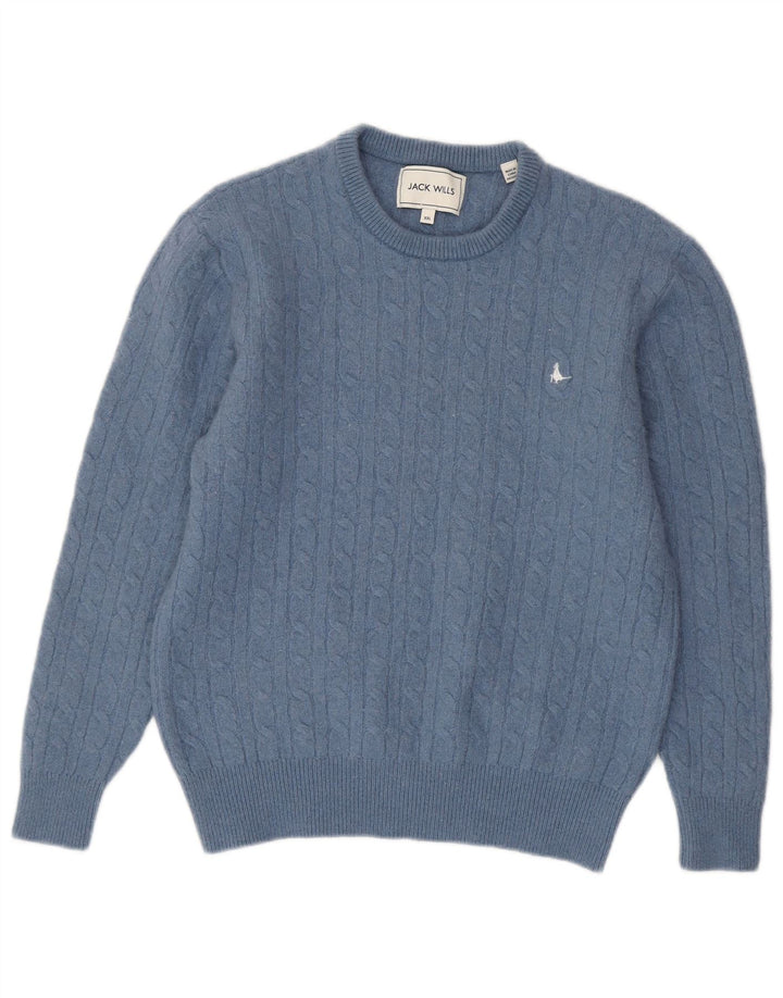 JACK WILLS Damen-Pullover mit Rundhalsausschnitt, kleine blaue Wolle