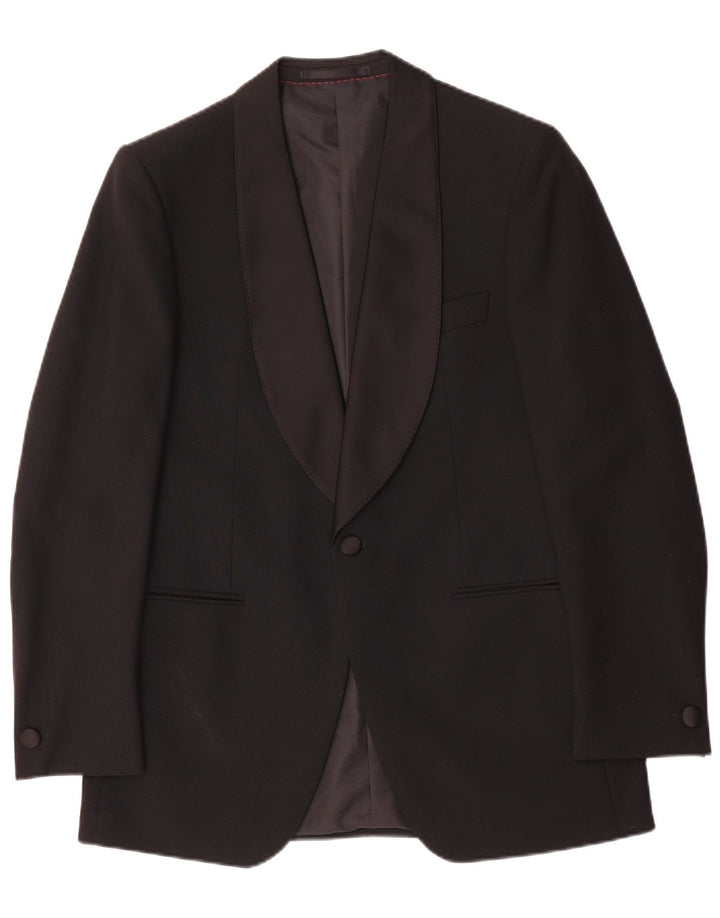 Wilvorst Herren-Blazer mit 1 Knopf, EU 50, große schwarze Wolle