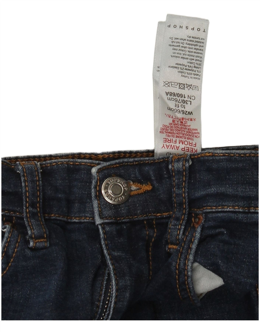Topshop Damen Schlagjeans W26 L29 Blaue Baumwolle