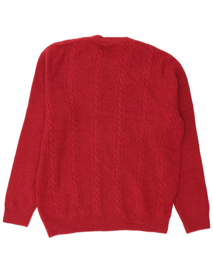Crew Clothing Herren-Pullover mit Rundhalsausschnitt, Größe L, rote Lammwolle