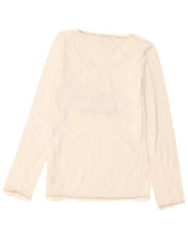 Tommy Hilfiger Womens Graphic Top Langarm UK 12 Mittelweiße Baumwolle
