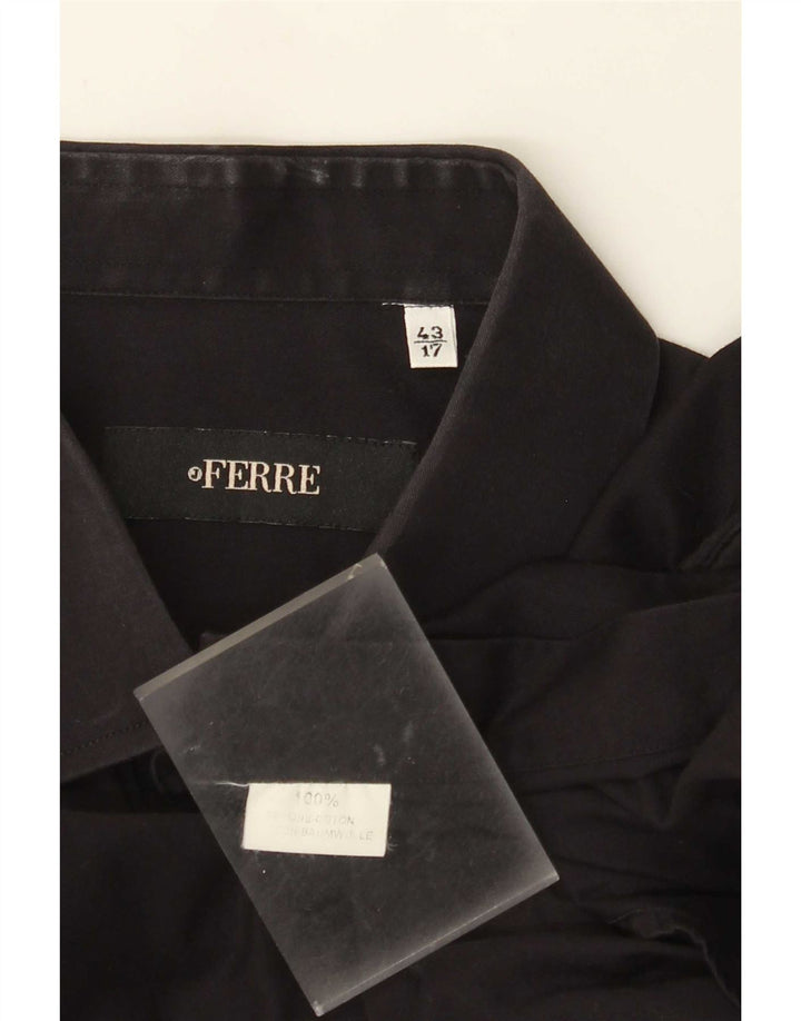 Ferre Herrenhemd Größe 43 17 XL Schwarze Baumwolle