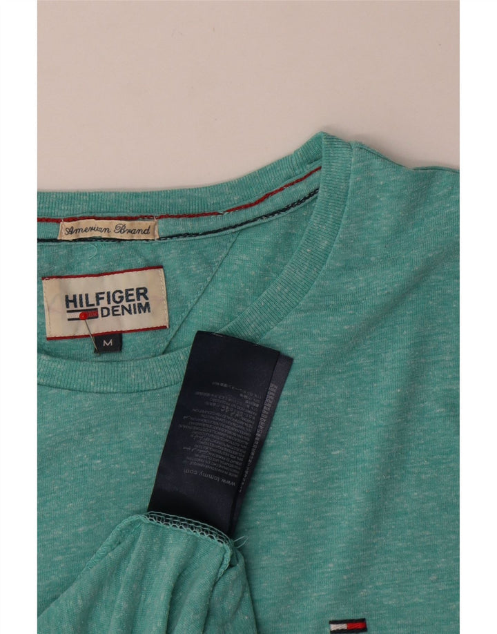 Tommy Hilfiger Herren-T-Shirt-Oberteil aus mitteltürkis gefleckter Baumwolle