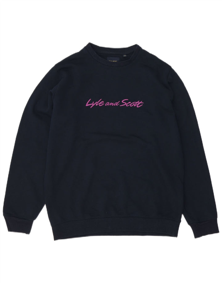 Lyle & Scott Herren-Sweatshirt mit kastenförmiger Grafik, mittelmarineblaue Baumwolle