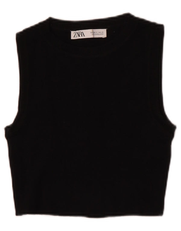 Zara Damen Crop Vest Top UK 8 Small Schwarz