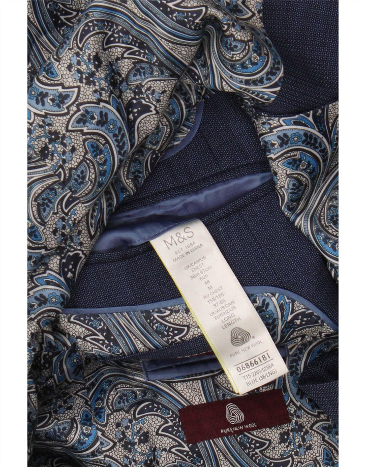 Marks & Spencer Herren-Blazer mit 2 Knöpfen, UK 38, mittelblaue Wolle