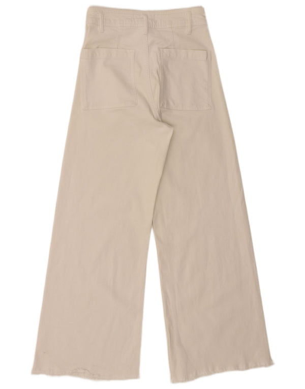 Zara Damen Freizeithose mit hoher Taille und weitem Bein, EU 38, Größe S, W28, L28, Weiß